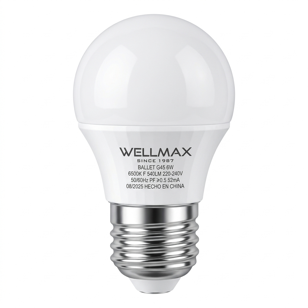 Ampolleta Wellmax G45 6w Cw E-27 6500K 450LM