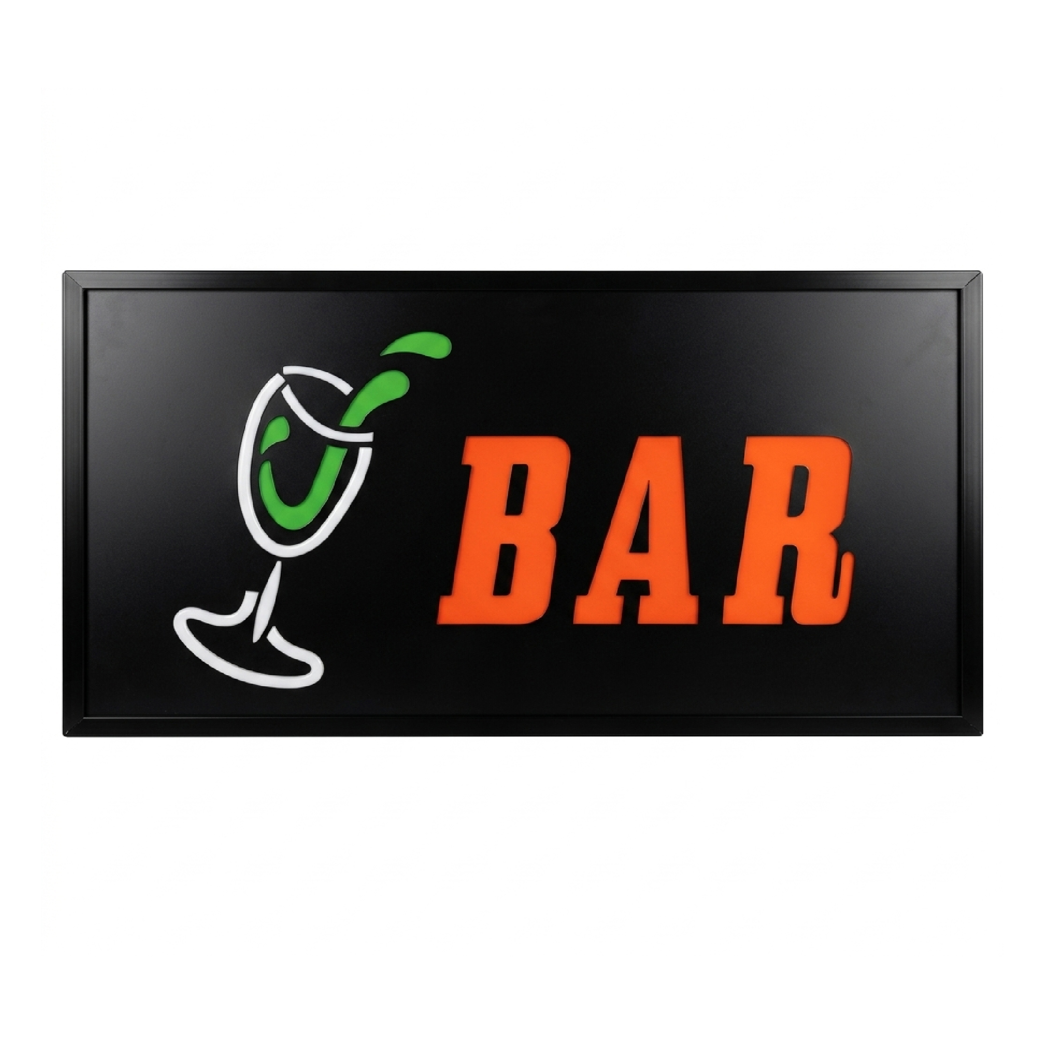 Letrero Led Intermitente Negro "Bar