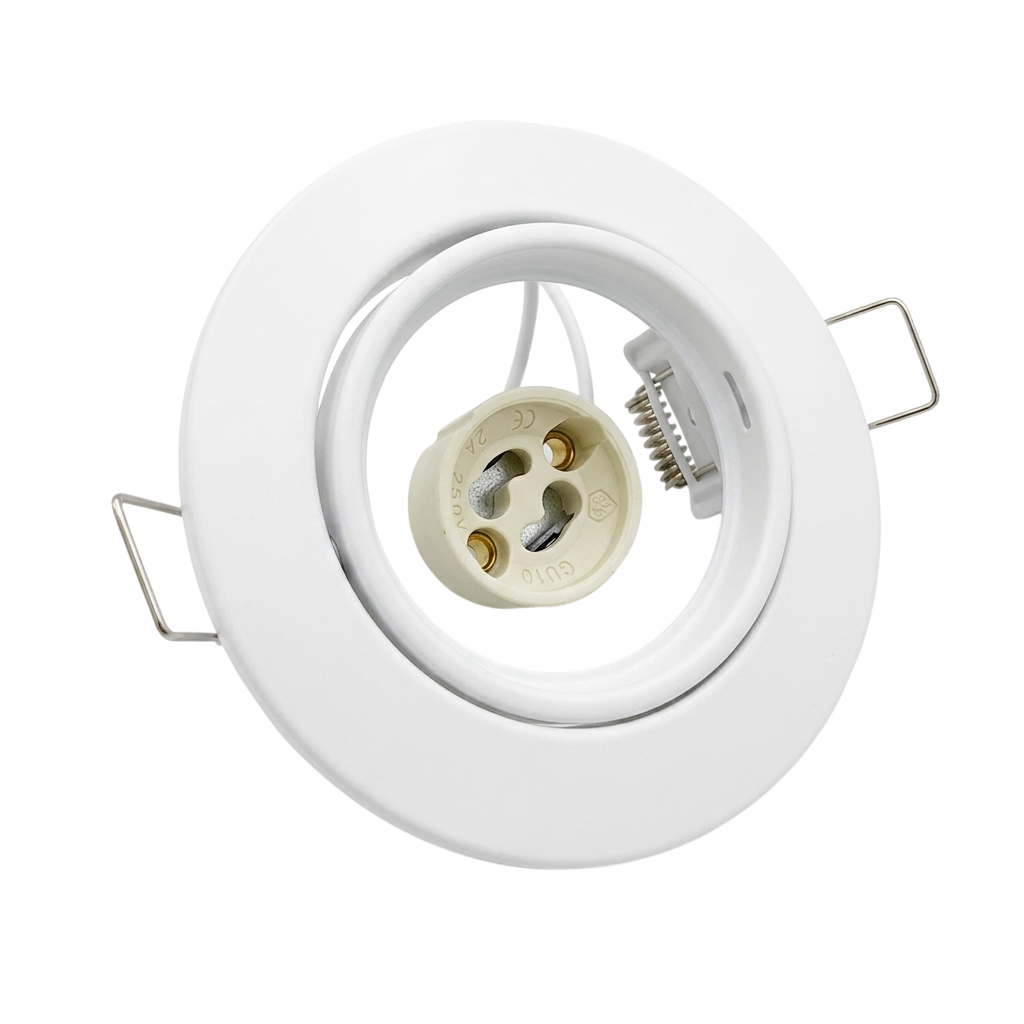 Base Metalica Blanco Para GU10 Ø90mm Incluye Soquette