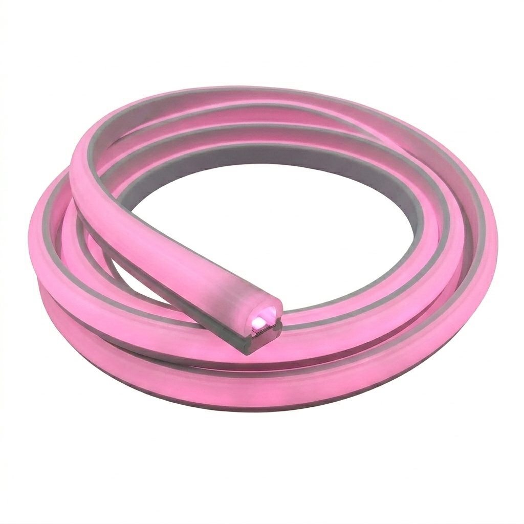 Cinta Neon 180° LED COB Flexible, 220V 12W/M De Color Rosado (Precio Por Metro Lineal)