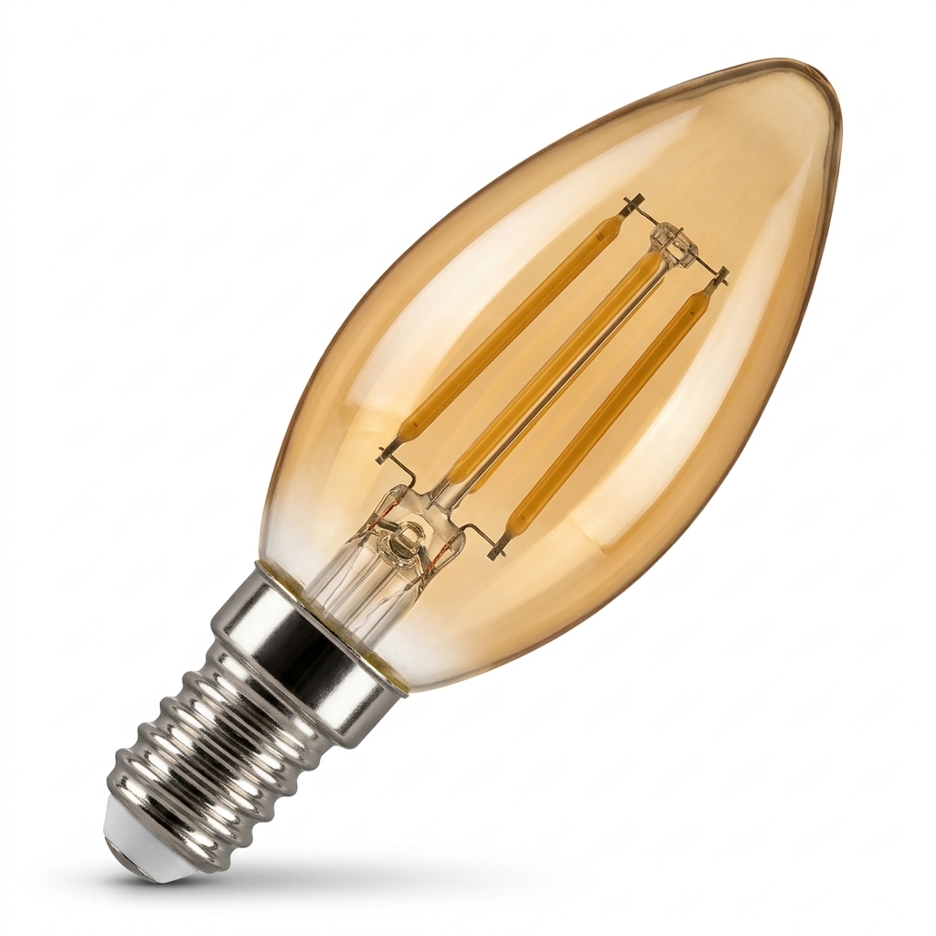 Ampolleta Deco C35 4w Vela Ambar 2500k Filament E14 Wellmax