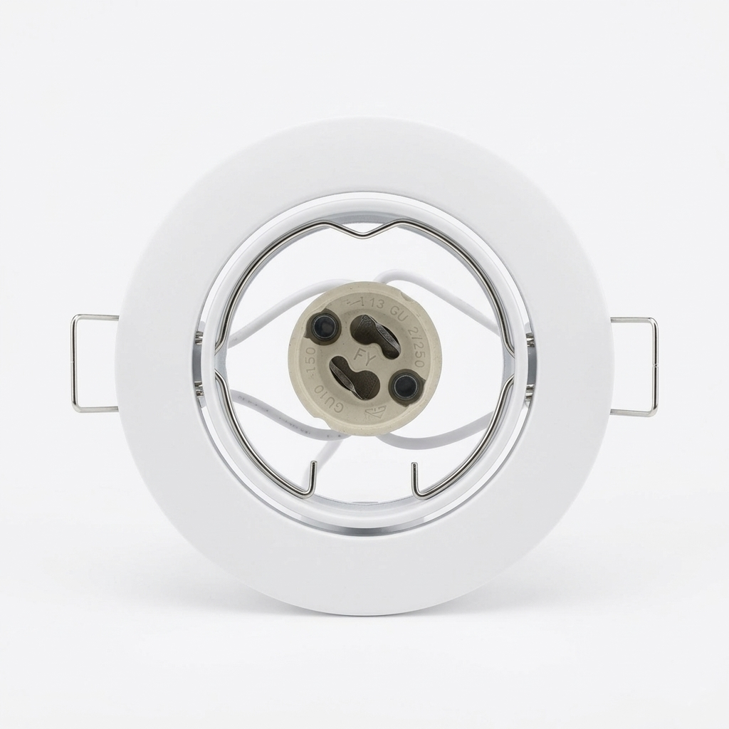 Foco Base Metalica Blanco Para GU10 Ø83mm Incluye Soquette Megabright (No Incluye Ampolleta)