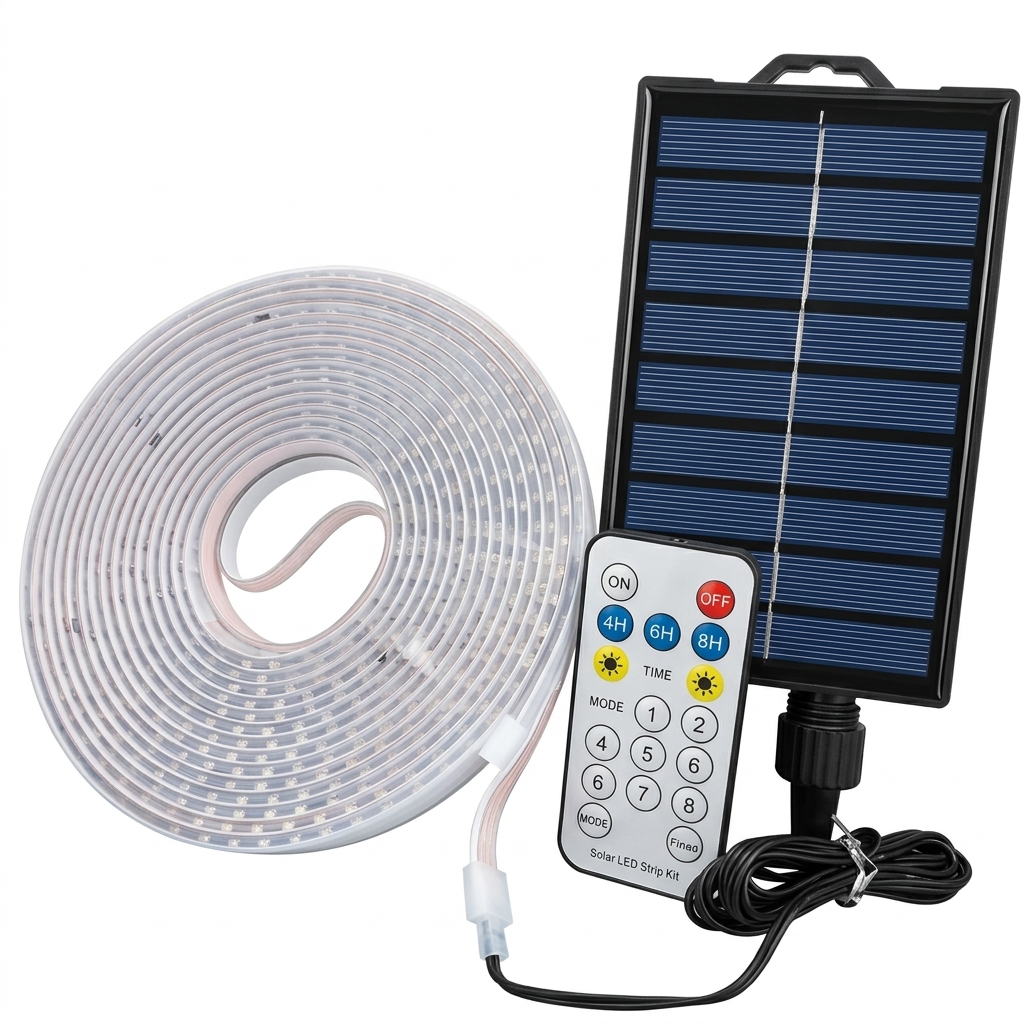 Cinta LED Solar Flexible 10 Metros 1280 LED Efecto Neón Multicolor para Jardín y Exterior