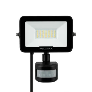 Proyector de Area LED Con Sensor PIR (Samsung Chip) 20W IP66 5000Lm WELLMAX SEC