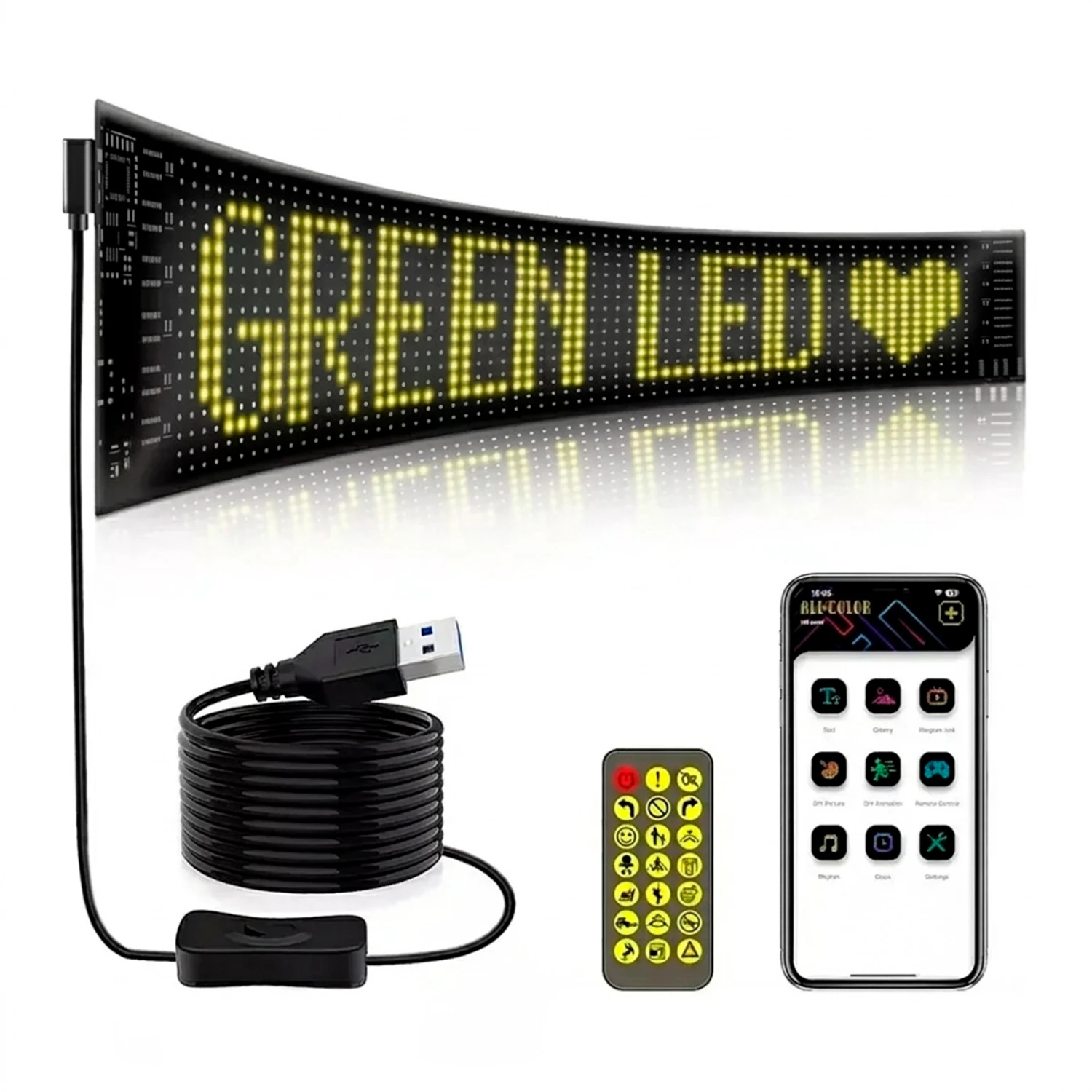 Letrero Led Matrix Panel Programable APP Flexible 60x12cm LED’s Usb