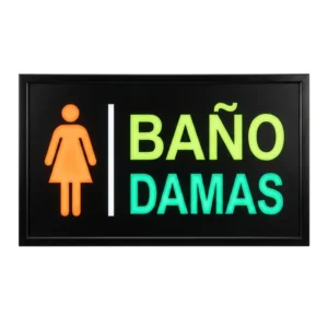 Letrero Led Intermitente Negro «Baño Damas»
