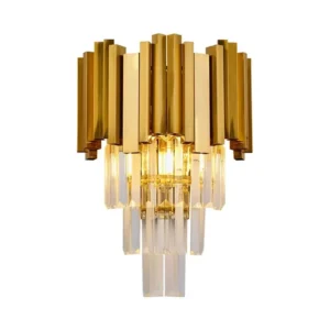 Aplique Tubo Dorado Rectangular Para 2 Ampolletas