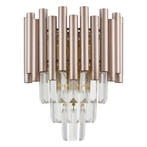 Aplique Tubular Dorado Para 2 Ampolletas