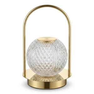 Lampara de Velador LED Tipo Esfera Cristal Recargable 3 Intensidades Touch