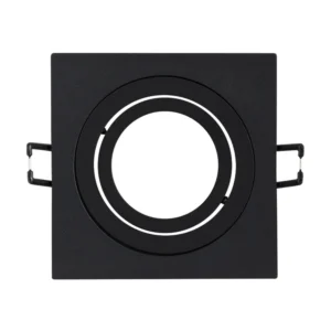 Base Bisel Color NEGRO Cuadrado IP20 Para Ampolleta MR-16 y GU10 Embutido SIN AMPOLLETA