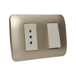 Interruptor 9/12+Enchufe 2P+T 10A 250V Titanio Claro