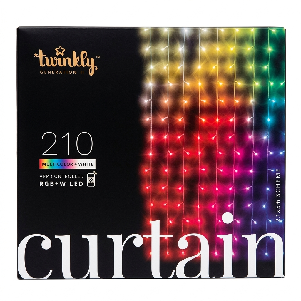 Cortinas Twinkly 210 Leds 1.5 x 2.1 Mts Smart Wi-fi Mapeo APP ,Cable Transparente