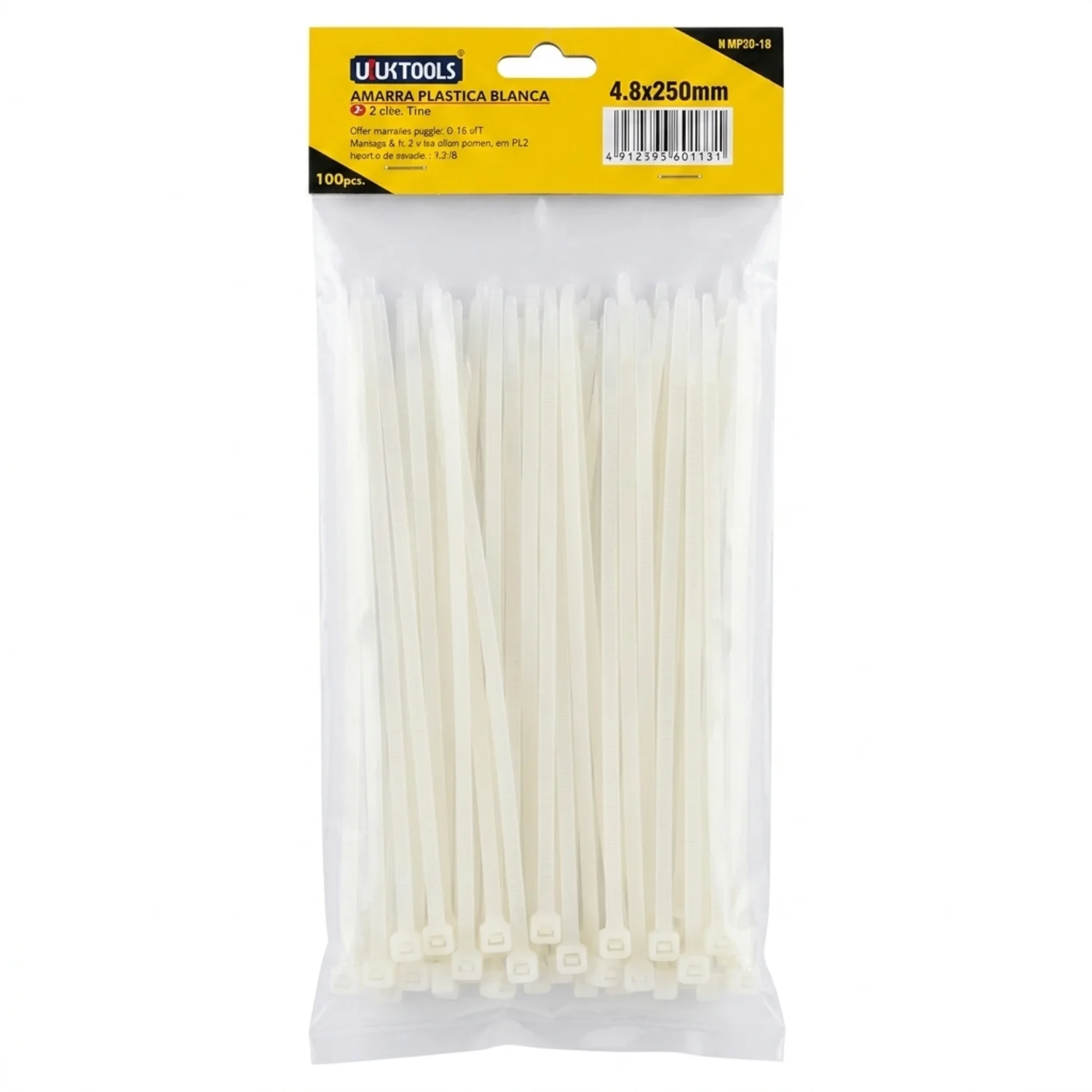 Amarra Plastica Blanco 4.8X250Mm 100 Uni/Set Uyustool