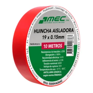 Huincha Aisladora 19 X 15mm X 10mts Rojo MEC