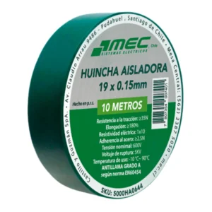 Huincha Aisladora 19 X 15mm X 10mts Verde MEC