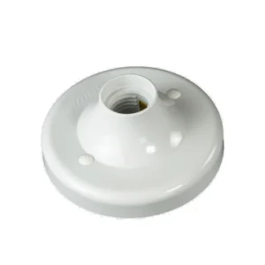 Soquete Base Recta Cubre Caja E-27 En Poliéster Blanco Libre de Halógeno