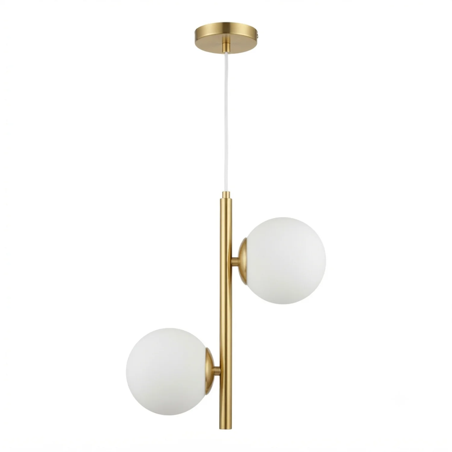 Lámpara Colgante Linial 2 Esferas Vidrio Blanco Amp E-27
