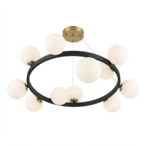 Lámpara Circulo Negro-Bronce 10 Esferas Vidrio Amp G-9 X 10