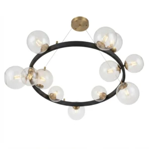 Lámpara Circulo Negro-Bronce 15 Esferas Vidrio Amp G-9 X 15