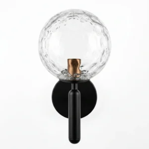 Aplique de Pared Negro Bola de Cristal Transparente »ELSA»