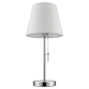 Lampara de Mesa-Velador Plateado y Blanco Con Interruptor