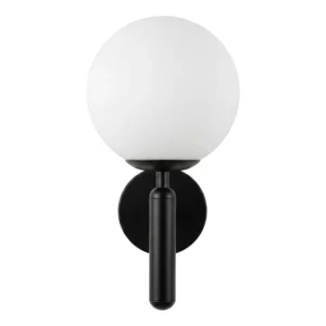 Aplique de Pared NEGRO Bola de Cristal Blanco Ampolleta E-27