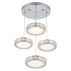 Lampara Colgante 4 Platos Tipo Ufo 3 Tonos de Luz Vidrio