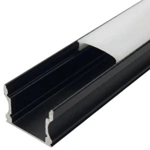Perfil Aluminio Para Cinta Sobrepuesto Alto 15mm Ancho 20mm Largo 3 mts Color Negro